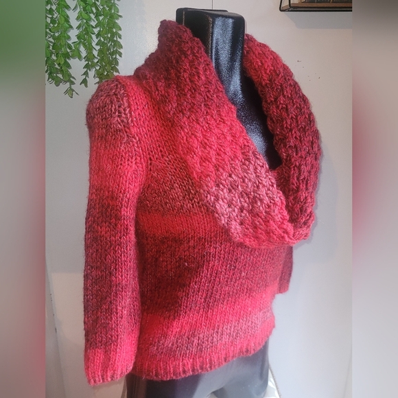 Mexx red chunky knit cowl neck sweater S - Picture 3 of 7